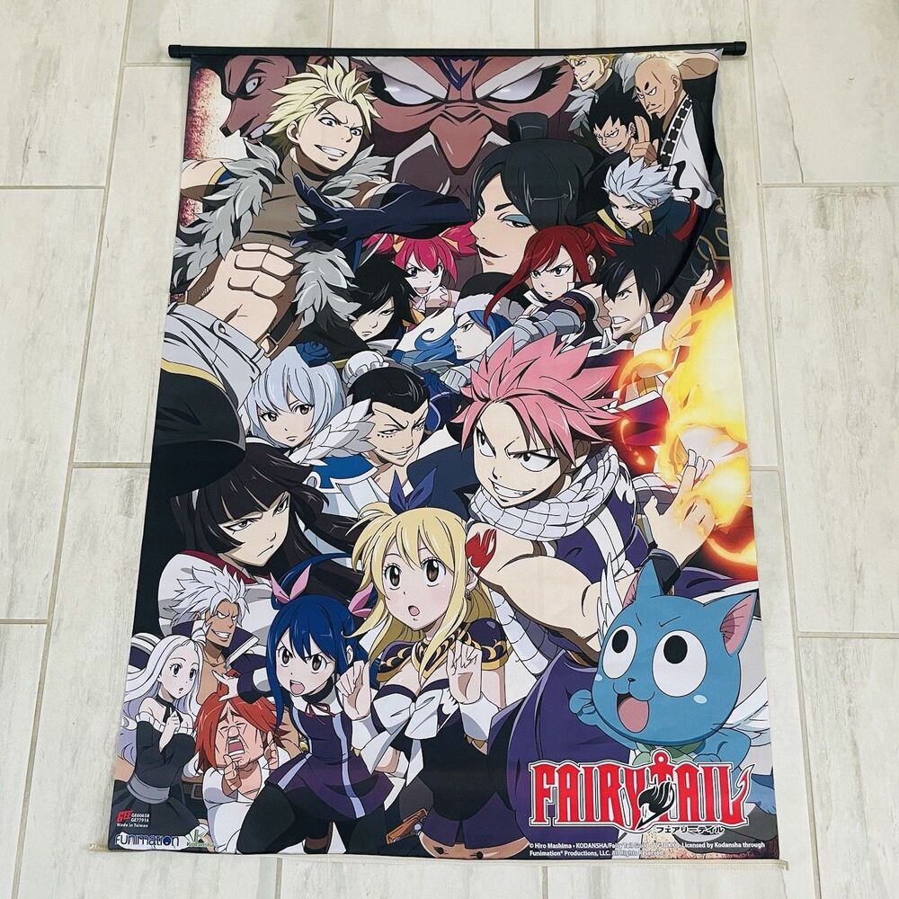 Fairy Tail Season 6 Full Cast Anime Wall Scroll Poster Banner TOP ROD ONLY